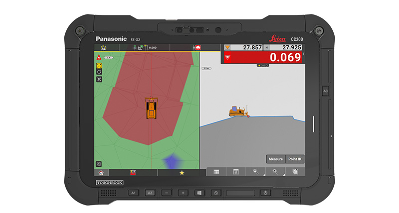 Kontroller lapangan Leica iCON CC80 dengan perangkat lunak iCON site dengan panduan mesin level pemula untuk dozer.